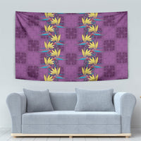 Hawaii Waikiki King Tapestry Purple Quilt With Pua Manu