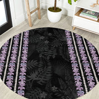 Hawaii Queen Liliuokalani Round Carpet Hawaiian Lei Pua Kalaunu LT05 Black - Polynesian Pride