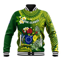 Personalized Cook Islands Baseball Jacket Coat Of Arms Plumeria Polynesian Turtle LT05 Unisex Green - Polynesian Pride