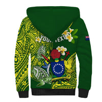 Personalized Cook Islands Sherpa Hoodie Coat Of Arms Plumeria Polynesian Turtle LT05 - Polynesian Pride
