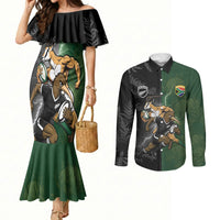 Custom South Africa And New Zealand Couples Matching Mermaid Dress and Long Sleeve Button Shirt Springboks And Kiwis Rugby Rivalry