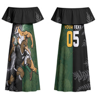 Custom South Africa And New Zealand Couples Matching Off Shoulder Maxi Dress and Long Sleeve Button Shirt Springboks And Kiwis Rugby Rivalry