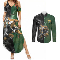 Custom South Africa And New Zealand Couples Matching Summer Maxi Dress and Long Sleeve Button Shirt Springboks And Kiwis Rugby Rivalry