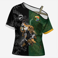 Custom South Africa And New Zealand Cross Shoulder Shirt Springboks And Kiwis Rugby Rivalry