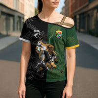 Custom South Africa And New Zealand Cross Shoulder Shirt Springboks And Kiwis Rugby Rivalry