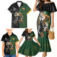 Custom South Africa And New Zealand Family Matching Mermaid Dress and Hawaiian Shirt Springboks And Kiwis Rugby Rivalry