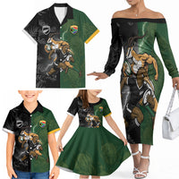 Custom South Africa And New Zealand Family Matching Off The Shoulder Long Sleeve Dress and Hawaiian Shirt Springboks And Kiwis Rugby Rivalry