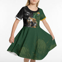 Custom South Africa And New Zealand Kid Short Sleeve Dress Springboks And Kiwis Rugby Rivalry