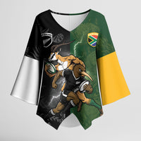 Custom South Africa And New Zealand Kimono Sleeve Blouse Springboks And Kiwis Rugby Rivalry