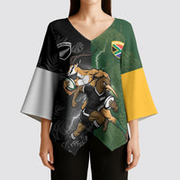 Custom South Africa And New Zealand Kimono Sleeve Blouse Springboks And Kiwis Rugby Rivalry