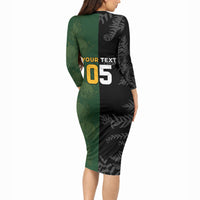 Custom South Africa And New Zealand Long Sleeve Bodycon Dress Springboks And Kiwis Rugby Rivalry