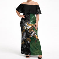 Custom South Africa And New Zealand Off Shoulder Maxi Dress Springboks And Kiwis Rugby Rivalry