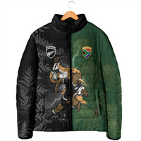 Custom South Africa And New Zealand Padded Jacket Springboks And Kiwis Rugby Rivalry