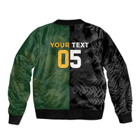 Custom South Africa And New Zealand Sleeve Zip Bomber Jacket Springboks And Kiwis Rugby Rivalry