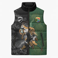 Custom South Africa And New Zealand Sleeveless Puffer Jacket Springboks And Kiwis Rugby Rivalry