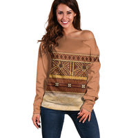 Polynesian Princess Inspired Cosplay Costume Off Shoulder Sweater Traditional Tapa Pattern