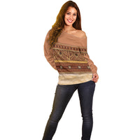 Polynesian Princess Inspired Cosplay Costume Off Shoulder Sweater Traditional Tapa Pattern