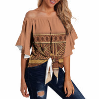 Polynesian Princess Inspired Cosplay Costume Off Shoulder Wrap Waist Top Traditional Tapa Pattern