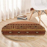 Polynesian Princess Inspired Cosplay Costume Round Carpet Traditional Tapa Pattern