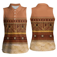 Polynesian Princess Inspired Cosplay Costume Women Sleeveless Polo Shirt Traditional Tapa Pattern