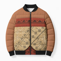 Island Elder Inspired Costume Bomber Puffer Jacket Polynesian Tribal Pattern