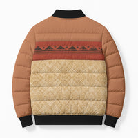 Island Elder Inspired Costume Bomber Puffer Jacket Polynesian Tribal Pattern