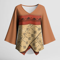 Island Elder Inspired Costume Kimono Sleeve Blouse Polynesian Tribal Pattern