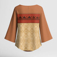 Island Elder Inspired Costume Kimono Sleeve Blouse Polynesian Tribal Pattern