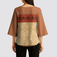 Island Elder Inspired Costume Kimono Sleeve Blouse Polynesian Tribal Pattern