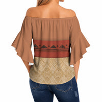 Island Elder Inspired Costume Off Shoulder Wrap Waist Top Polynesian Tribal Pattern