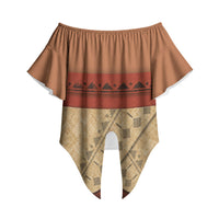 Island Elder Inspired Costume Off Shoulder Wrap Waist Top Polynesian Tribal Pattern
