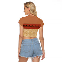 Island Elder Inspired Costume Raglan Cropped T Shirt Polynesian Tribal Pattern
