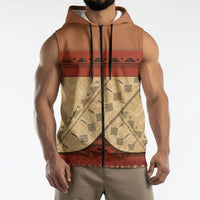 Island Elder Inspired Costume Sleeveless Zip Hoodie Polynesian Tribal Pattern