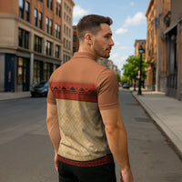 Island Elder Inspired Costume Zipper Polo Shirt Polynesian Tribal Pattern