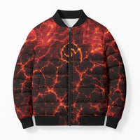 Lava Monster Costume Bomber Puffer Jacket Fiery Lava Spiral