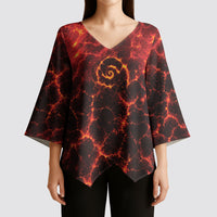 Lava Monster Costume Kimono Sleeve Blouse Fiery Lava Spiral