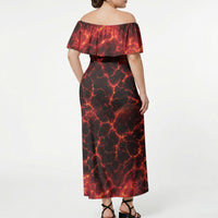 Lava Monster Costume Off Shoulder Maxi Dress Fiery Lava Spiral
