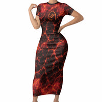 Lava Monster Costume Short Sleeve Bodycon Dress Fiery Lava Spiral