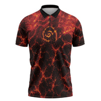Lava Monster Costume Zipper Polo Shirt Fiery Lava Spiral