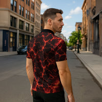 Lava Monster Costume Zipper Polo Shirt Fiery Lava Spiral