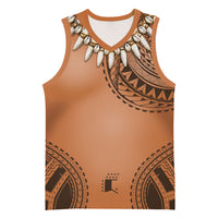 Polynesian Chief Inspired Costume Basketball Jersey Tribal Pattern With Tooth Necklace