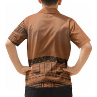 Polynesian Chief Inspired Costume Hawaiian Shirt Tribal Pattern With Tooth Necklace