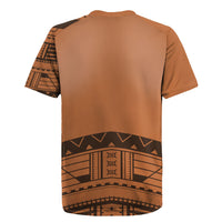 Polynesian Chief Inspired Costume Rugby Jersey Tribal Pattern With Tooth Necklace