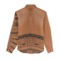Polynesian Chief Inspired Costume Women Casual Shirt Tribal Pattern With Tooth Necklace