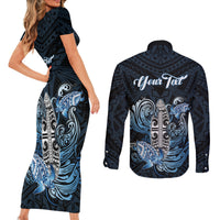 Personalised Polynesia Go Surfing Couples Matching Short Sleeve Bodycon Dress and Long Sleeve Button Shirt The Pacific Wave Of Water LT05 - Polynesian Pride