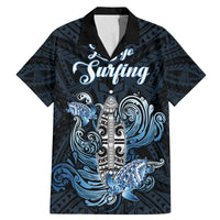 Personalised Polynesia Go Surfing Family Matching Mermaid Dress and Hawaiian Shirt The Pacific Wave Of Water LT05 Dad's Shirt - Short Sleeve Blue - Polynesian Pride