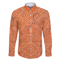 Personalised Lapita Culture Family Matching Off Shoulder Long Sleeve Dress and Hawaiian Shirt Iconic Double Face Pattern LT05 Dad's Shirt - Long Sleeve Brown - Polynesian Pride