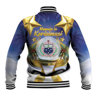 Samoa Christmas Baseball Jacket Snow Globe With Samoan Santa - Polynesian Pride