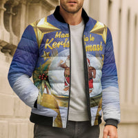 Samoa Christmas Bomber Puffer Jacket Snow Globe With Samoan Santa - Polynesian Pride