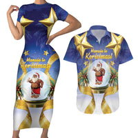 Samoa Christmas Couples Matching Short Sleeve Bodycon Dress and Hawaiian Shirt Snow Globe With Samoan Santa - Polynesian Pride